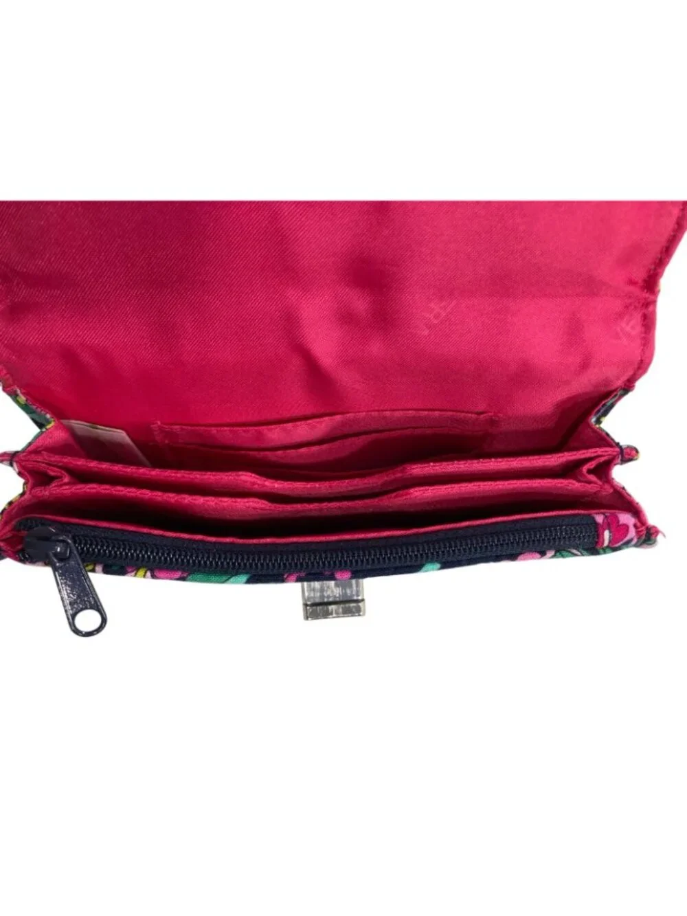 Vera Bradley Turn Lock Wristlet Wallet Retired Petal Paisley Pink Black Boho - Picture 4 of 7